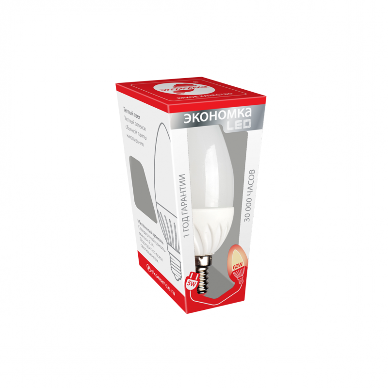 купить Лампа светодиодная Е27 Экономка CN 7W 4500К (свеча) 560Лм                                            с доставкой