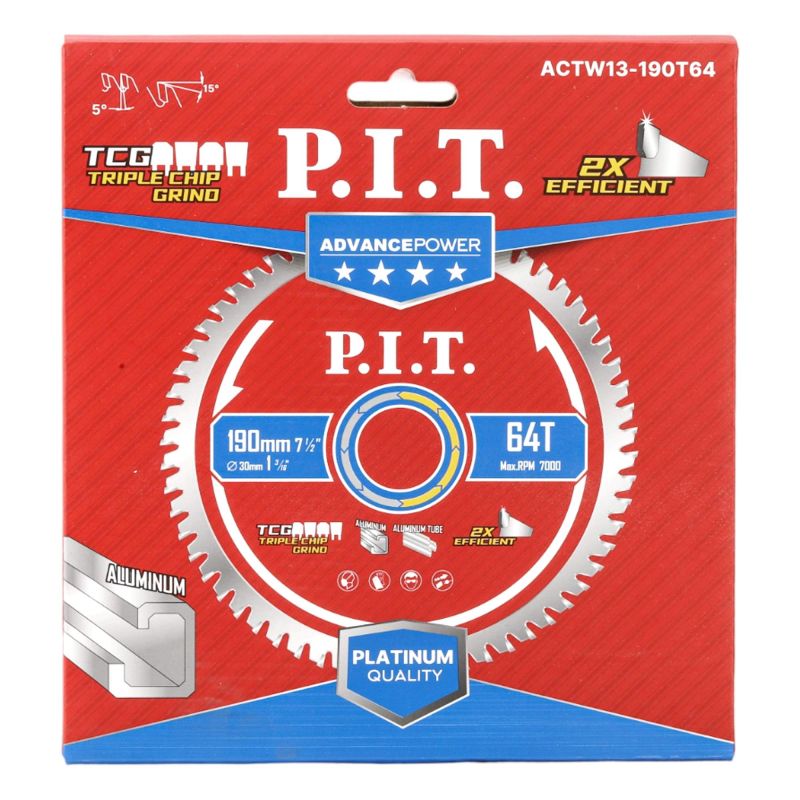 купить Диск пильный P.I.T.  190 х 30мм 64Т по алюм. Carbide (ACTW13-190T64) с доставкой