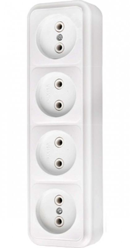 купить Розетка накладная Пралеска 4ОП без заземления                                                        с доставкой