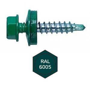 купить Саморез кровельный цветной 4,8х70 RAL6005 зеленый мох                                                с доставкой